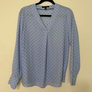 French Dot Drapey Blouse